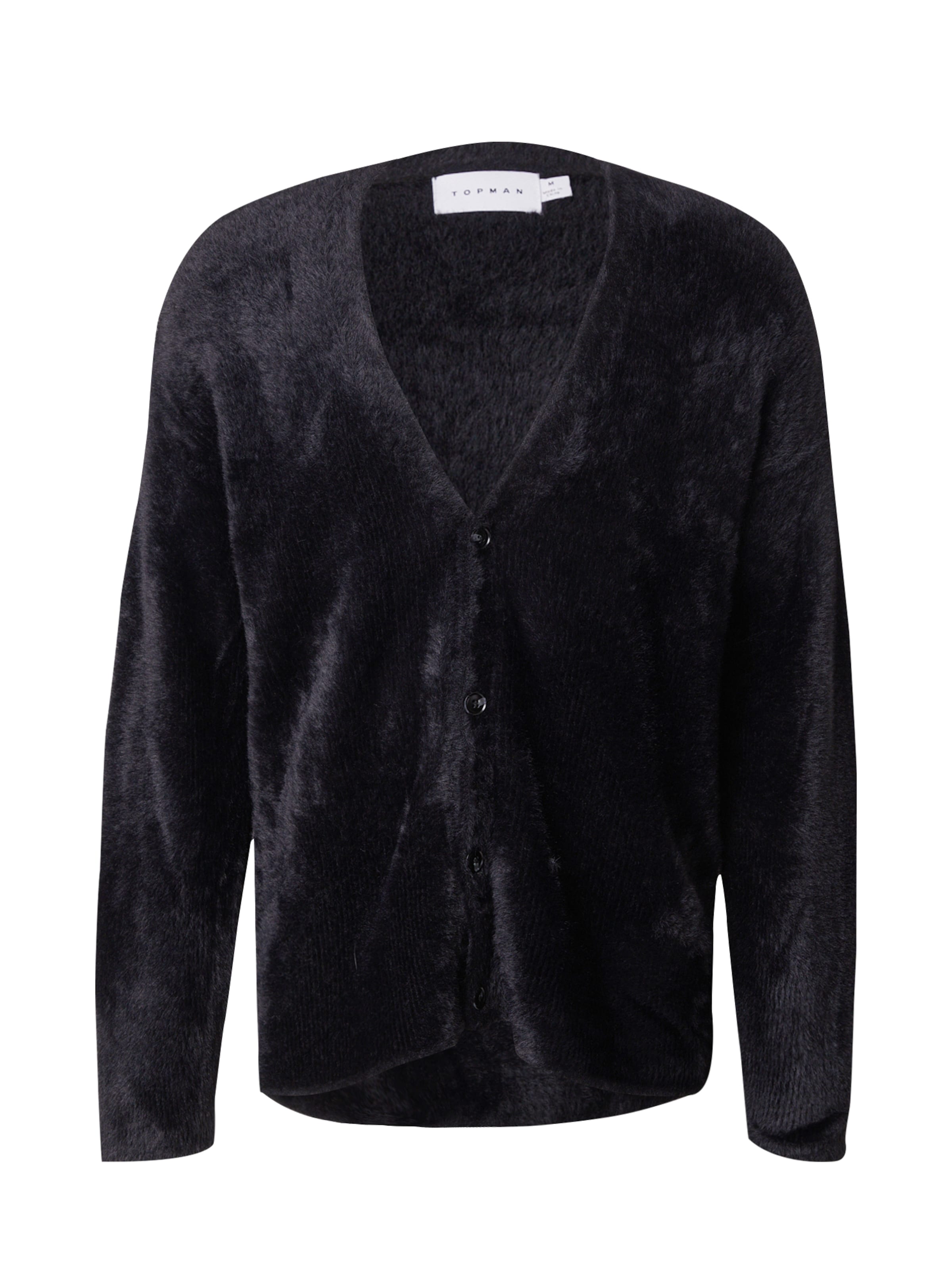 TOPMAN Πλεκτή ζακέτα σε μαύρο: μπροστά