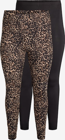Zizzi - Skinny Leggings en marrón: frente
