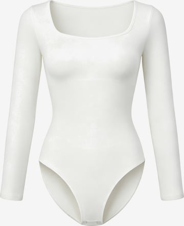 cfab - Body moldeador 'Clean Longsleeve Squareneck Sculpting Bodysuit with Slip' en blanco: frente
