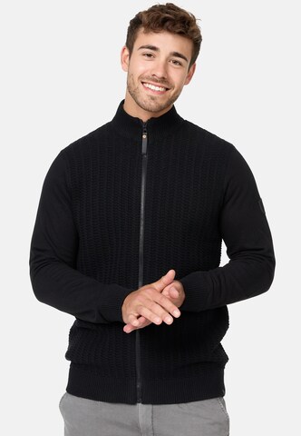 INDICODE JEANS Knit cardigan 'Cason' in Black: front