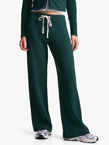 Wide Leg Pantalon Bershka en vert : devant