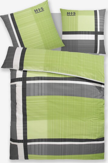H.I.S Bettbezug 'Linus' in grau / grasgrün / schwarz / weiß, Produktansicht