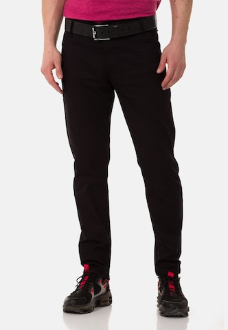 CIPO & BAXX Regular Chino Pants in Black: front