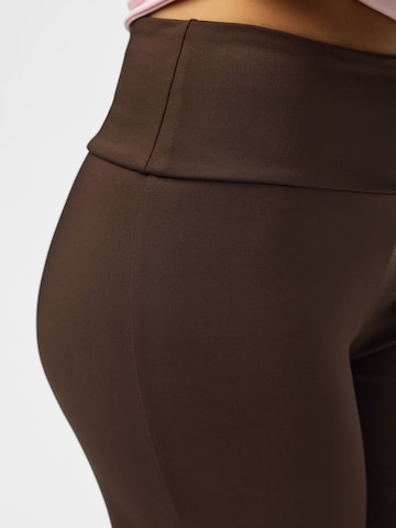 PIECES Wide leg Broek 'SOFIA' in Bruin