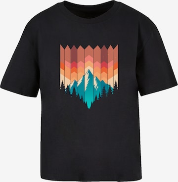 F4NT4STIC Shirt 'Berg Sonnenuntergang Geometrisch' in Black: front