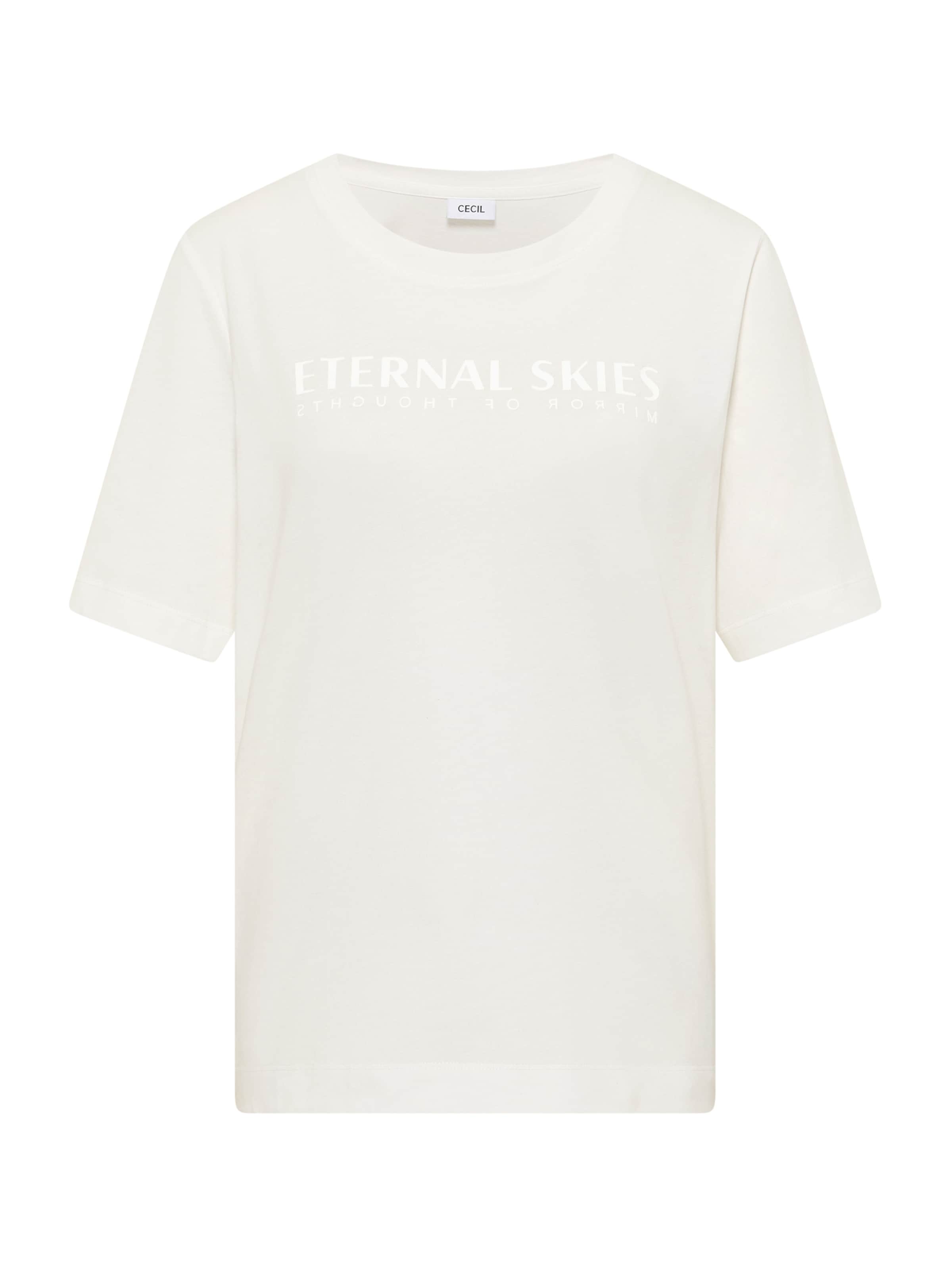 CECIL Тениска 'Eternal Skies' в бяло: отпред
