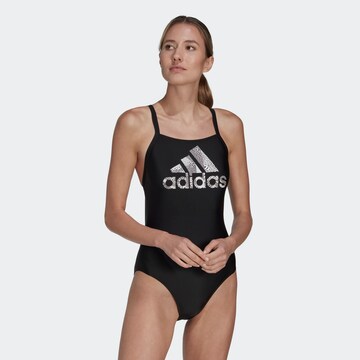 ADIDAS SPORTSWEAR Bustier Športne enodelne kopalke 'Big Logo' | črna barva: sprednja stran