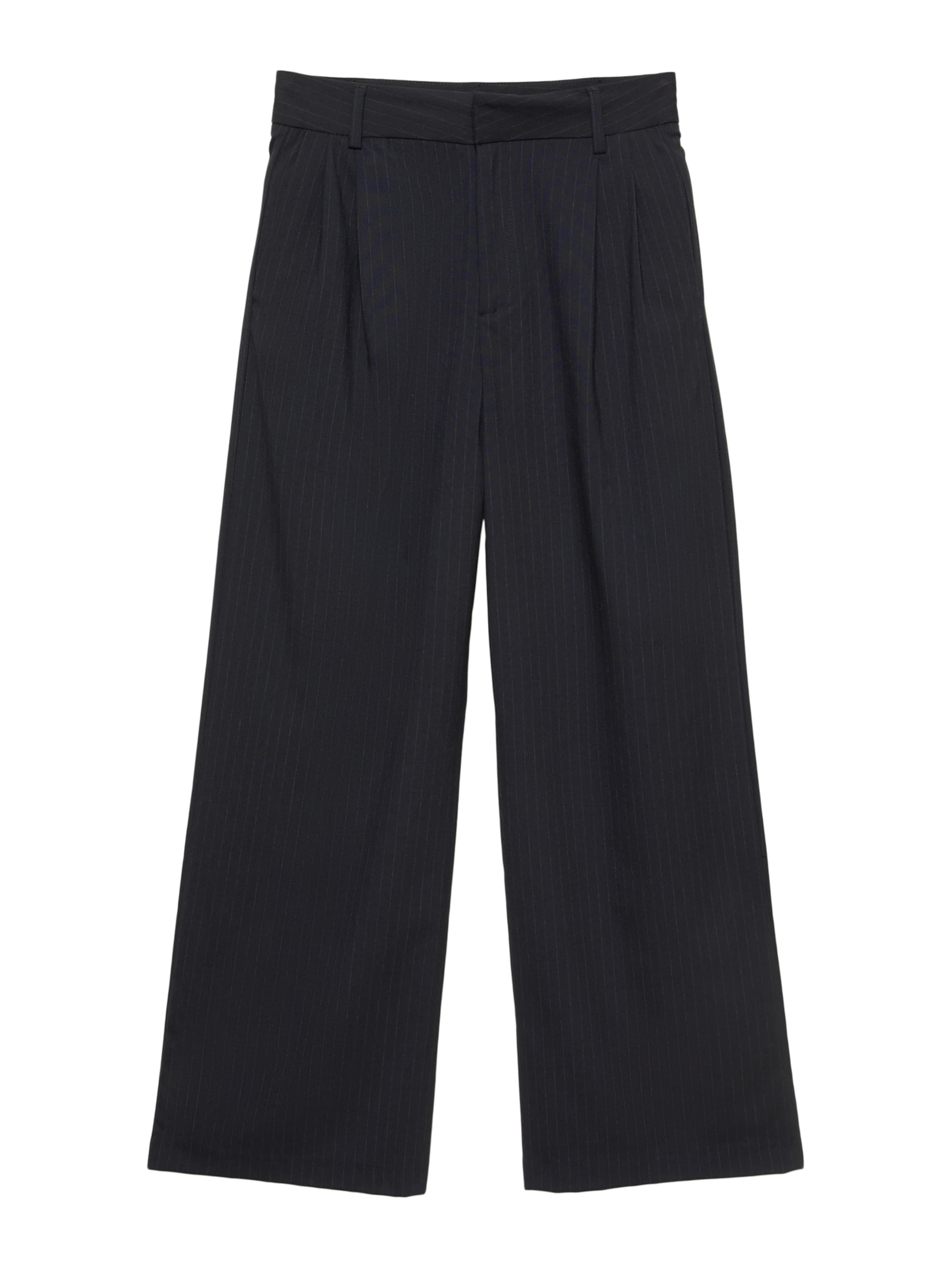 Pull&Bear Wide leg Trousers in Black: front