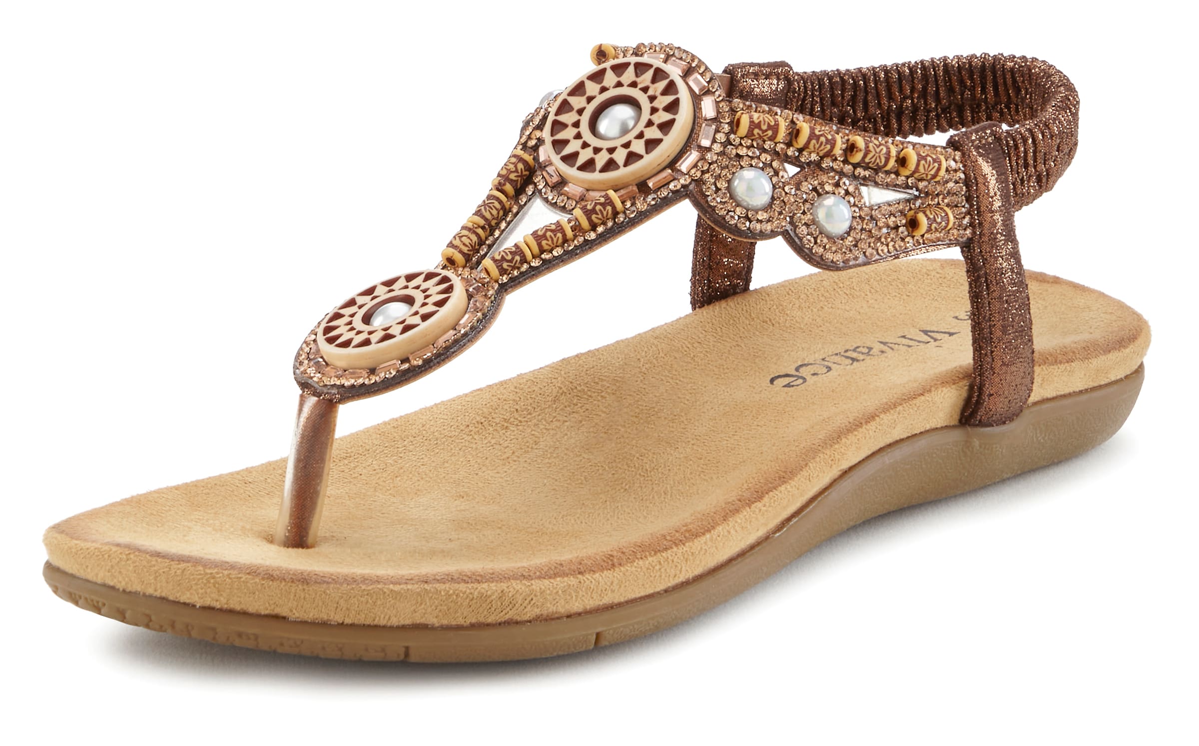 VIVANCE Ujjelválasztó-pántos szandál - barna: elől