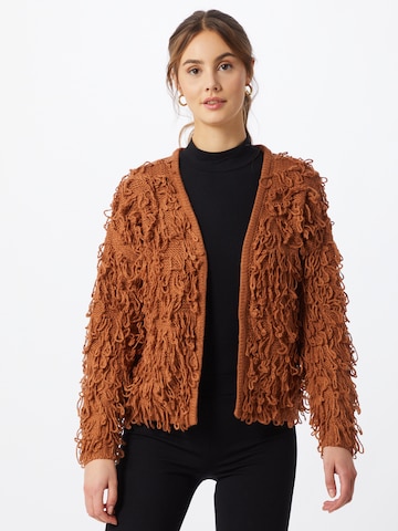 NEW LOOK Knit Cardigan in Brown: front