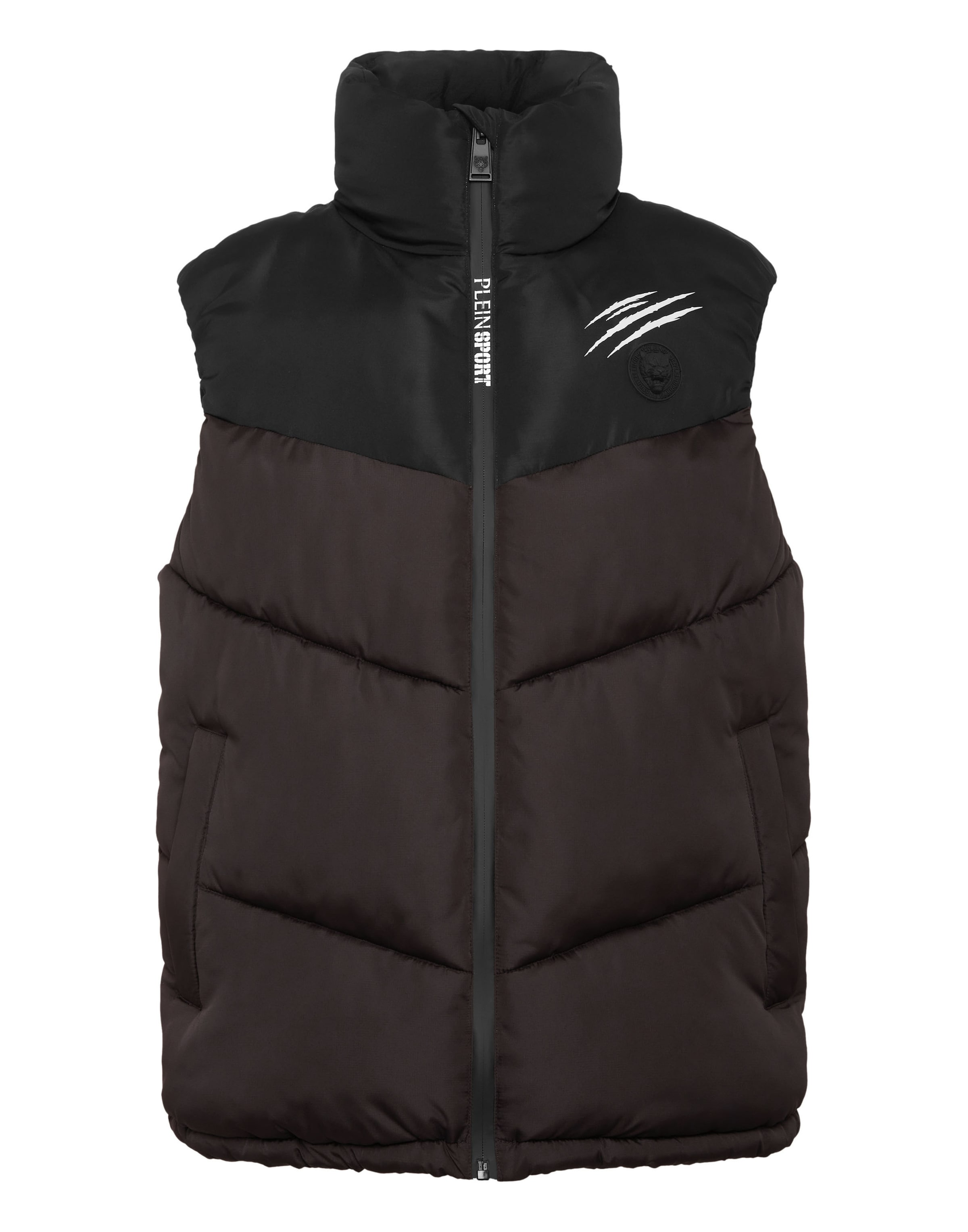 Plein Sport Bodywarmer in de kleur Donkerbruin / Zwart, Productweergave