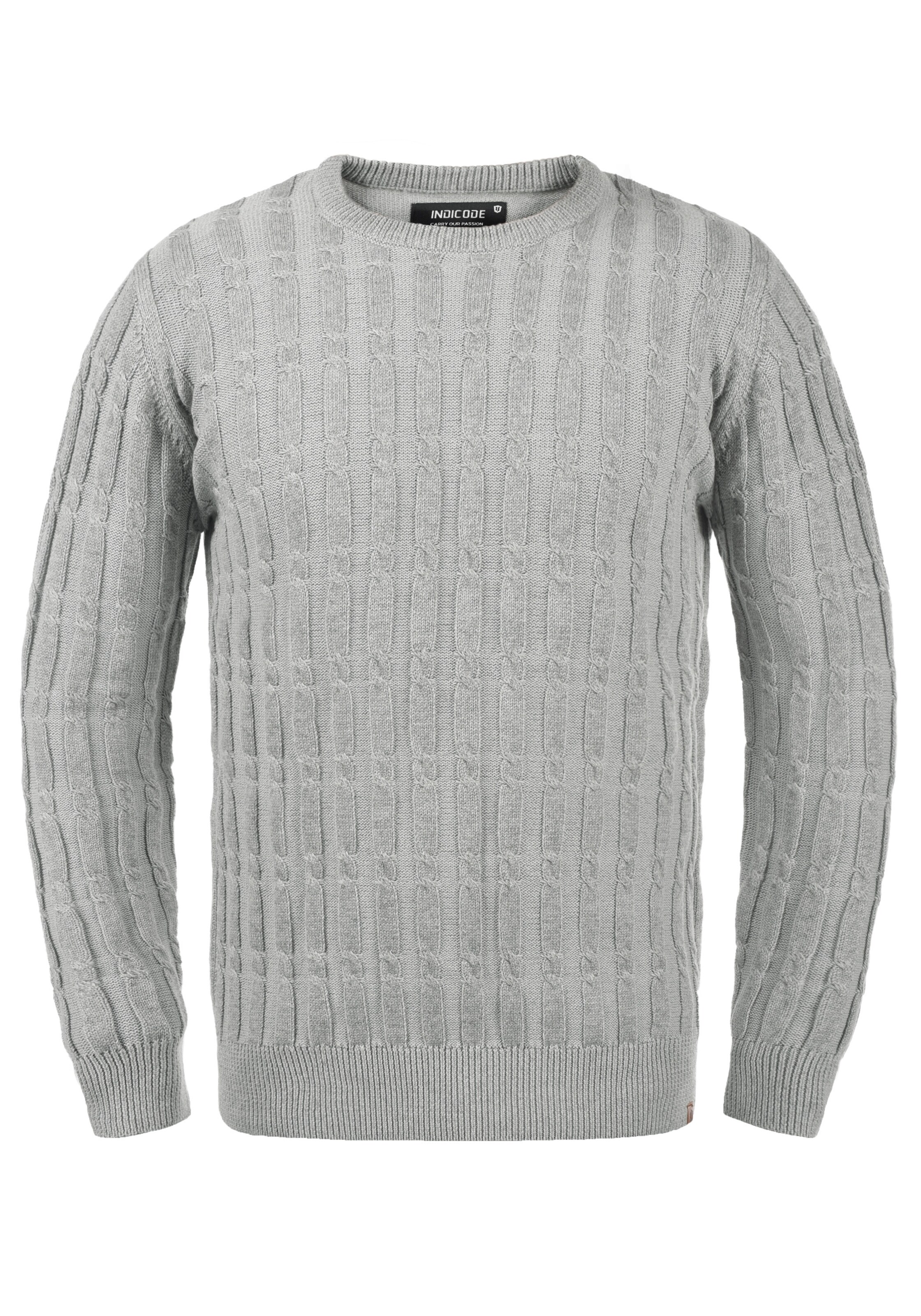 INDICODE JEANS Strickpullover 'Pauletta' in Grau: Vorderseite