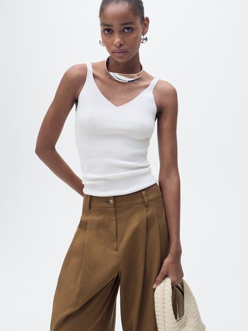 MANGO Gebreide top 'GYM' in Beige: voorkant