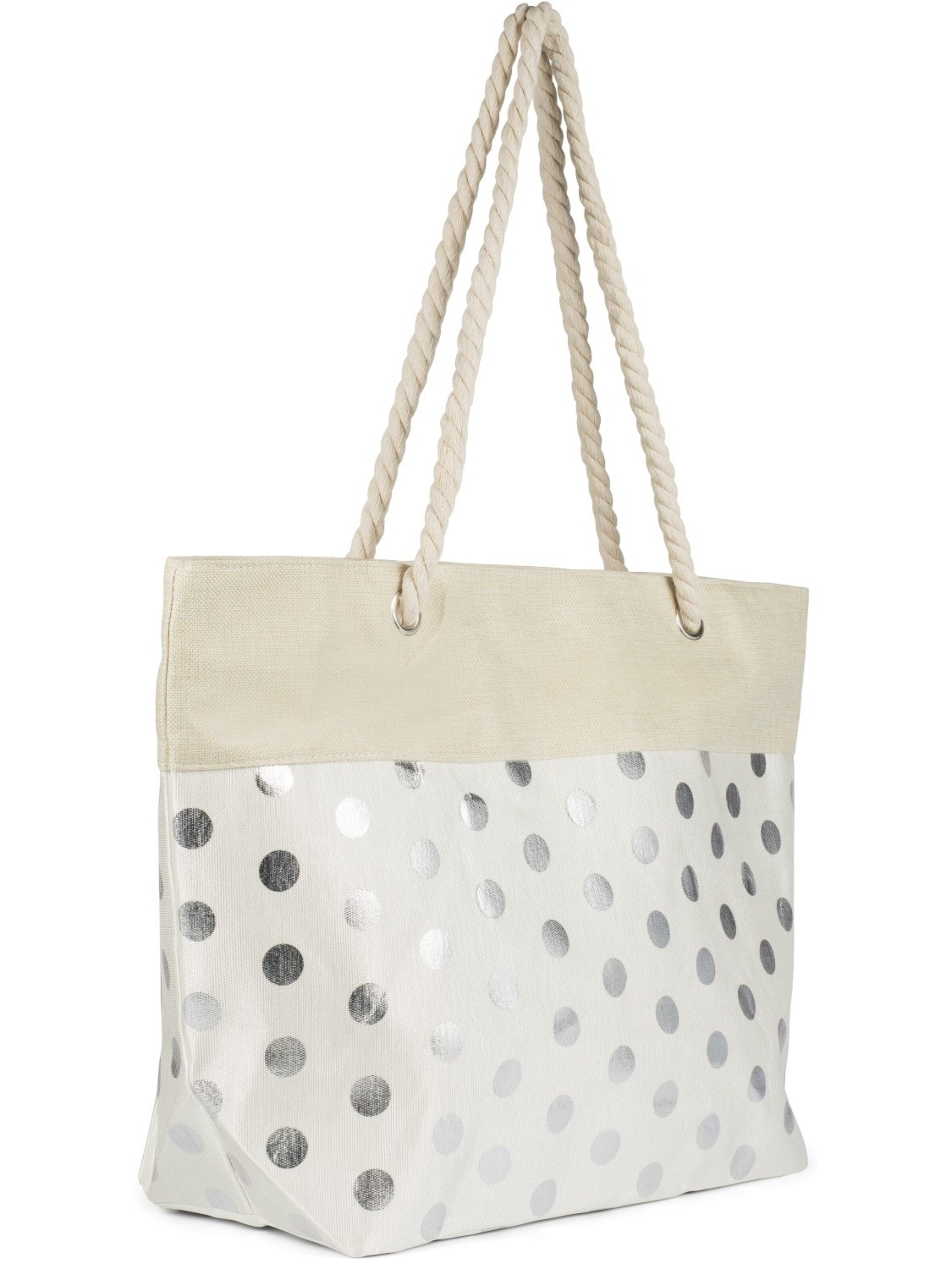 styleBREAKER Strandtasche 'Strandtasche mit Metallic Punkte'‌‌‌ in Silber