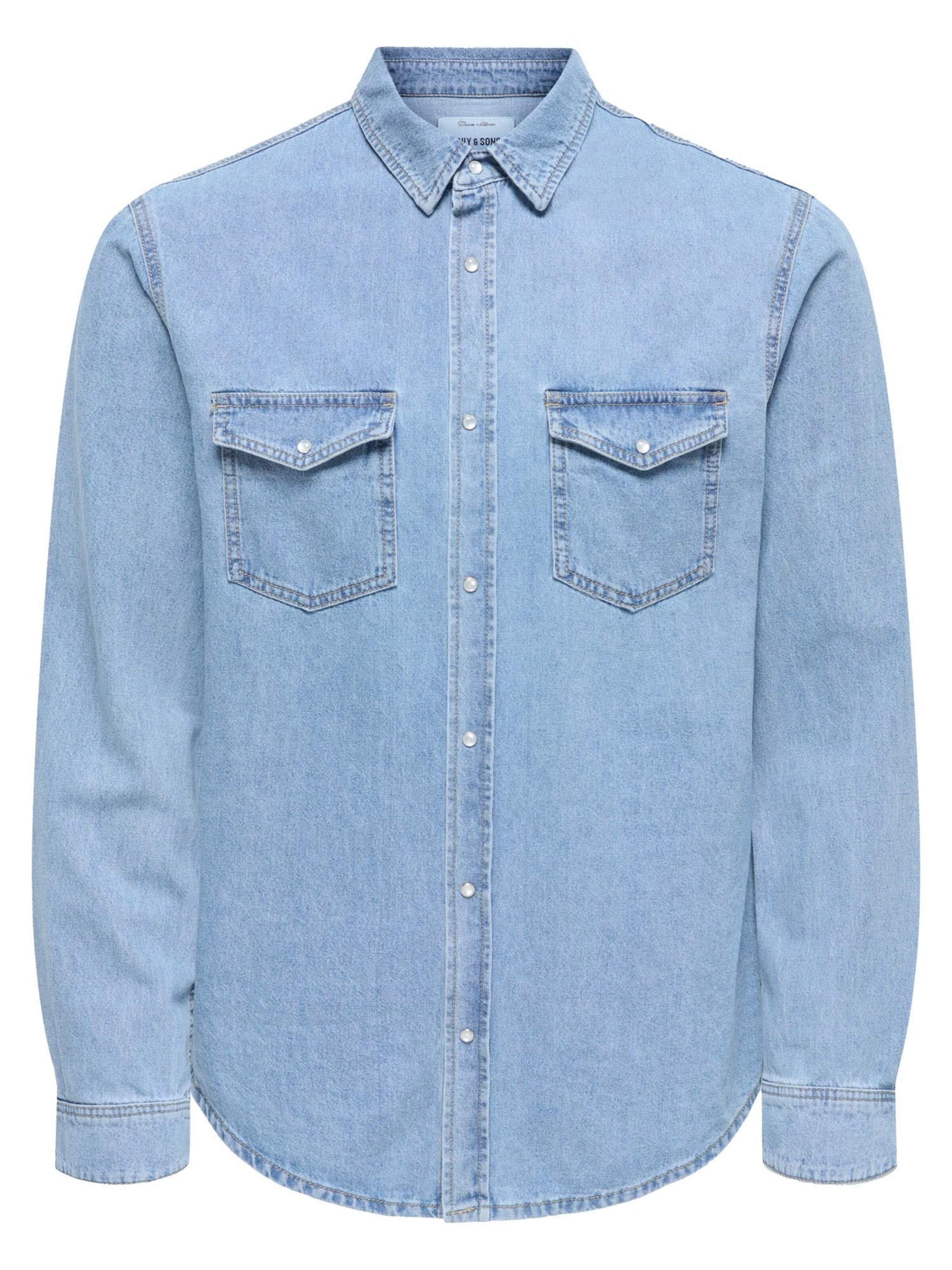 Only & Sons Regular fit Button Up Shirt 'Bane' in Blue: front