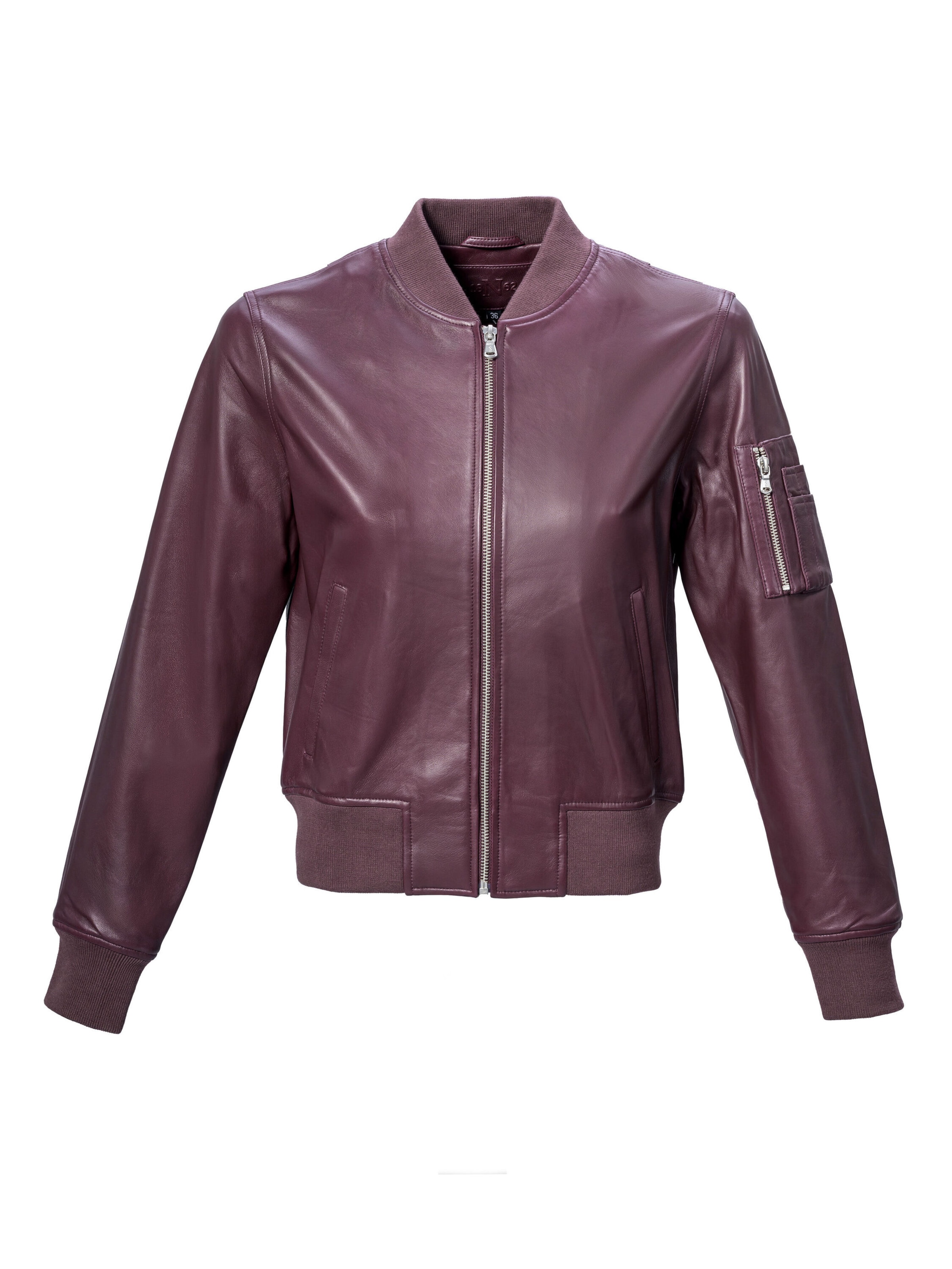 18N62 Ledercollegejacke 'NEGil' in Rot: Vorderseite