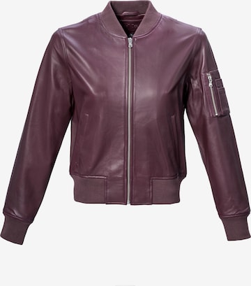 18N62 Ledercollegejacke 'NEGil' in Rot: Vorderseite