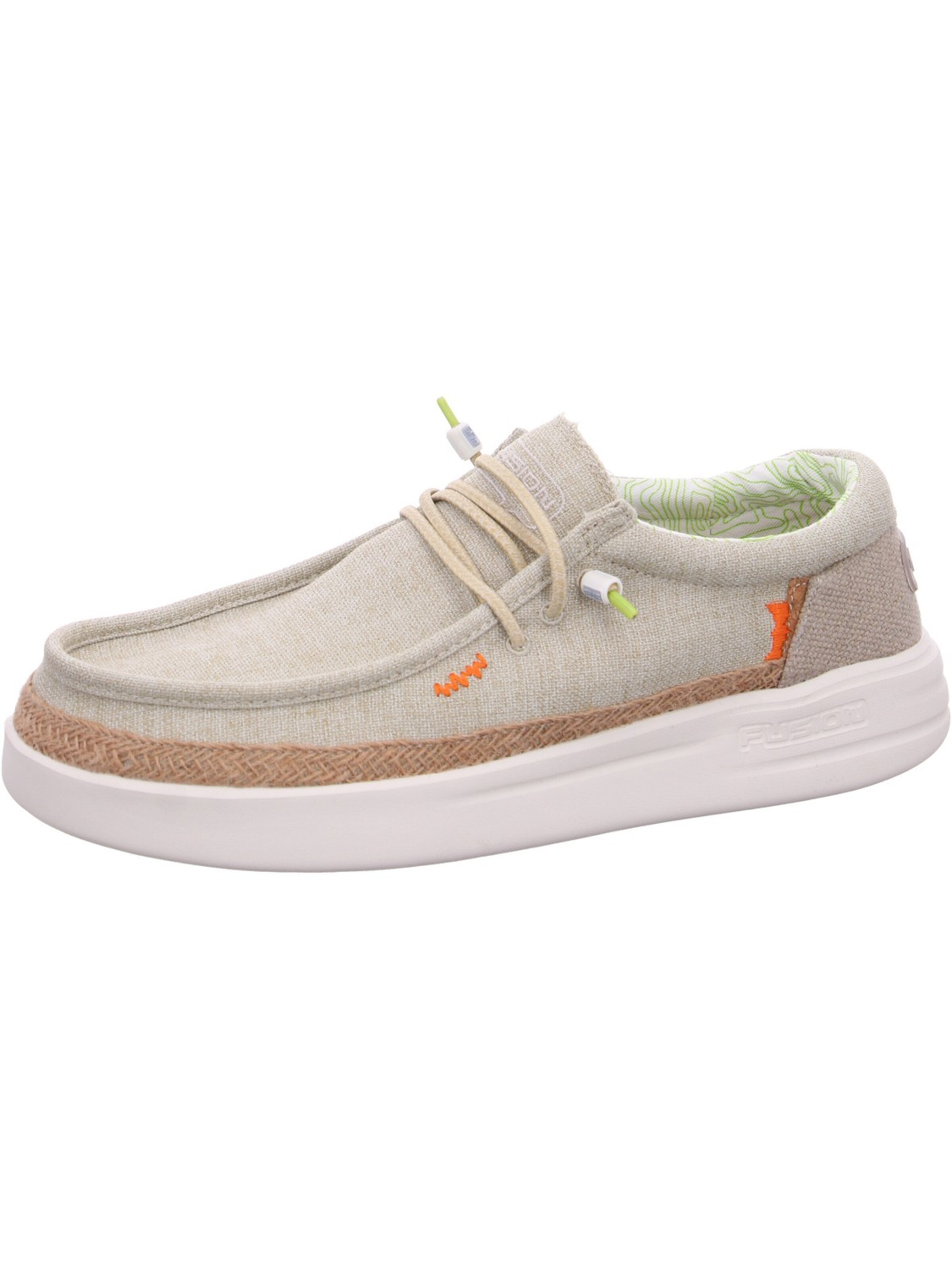 Fusion Schnürschuh 'Fusion Leinenschuh Grün' in Grau: Vorderseite