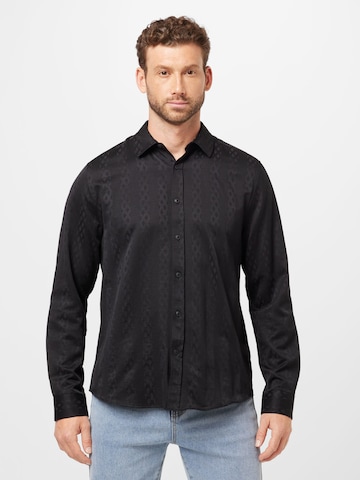 TOPMAN Regular fit Риза в черно: отпред