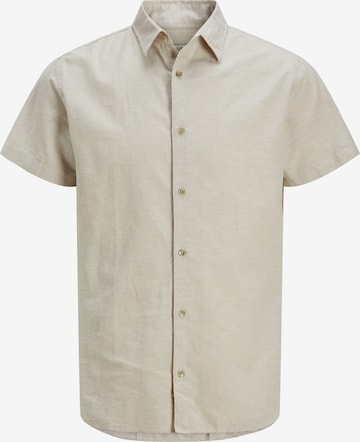 JJ Rebel Button Up Shirt in Beige: front