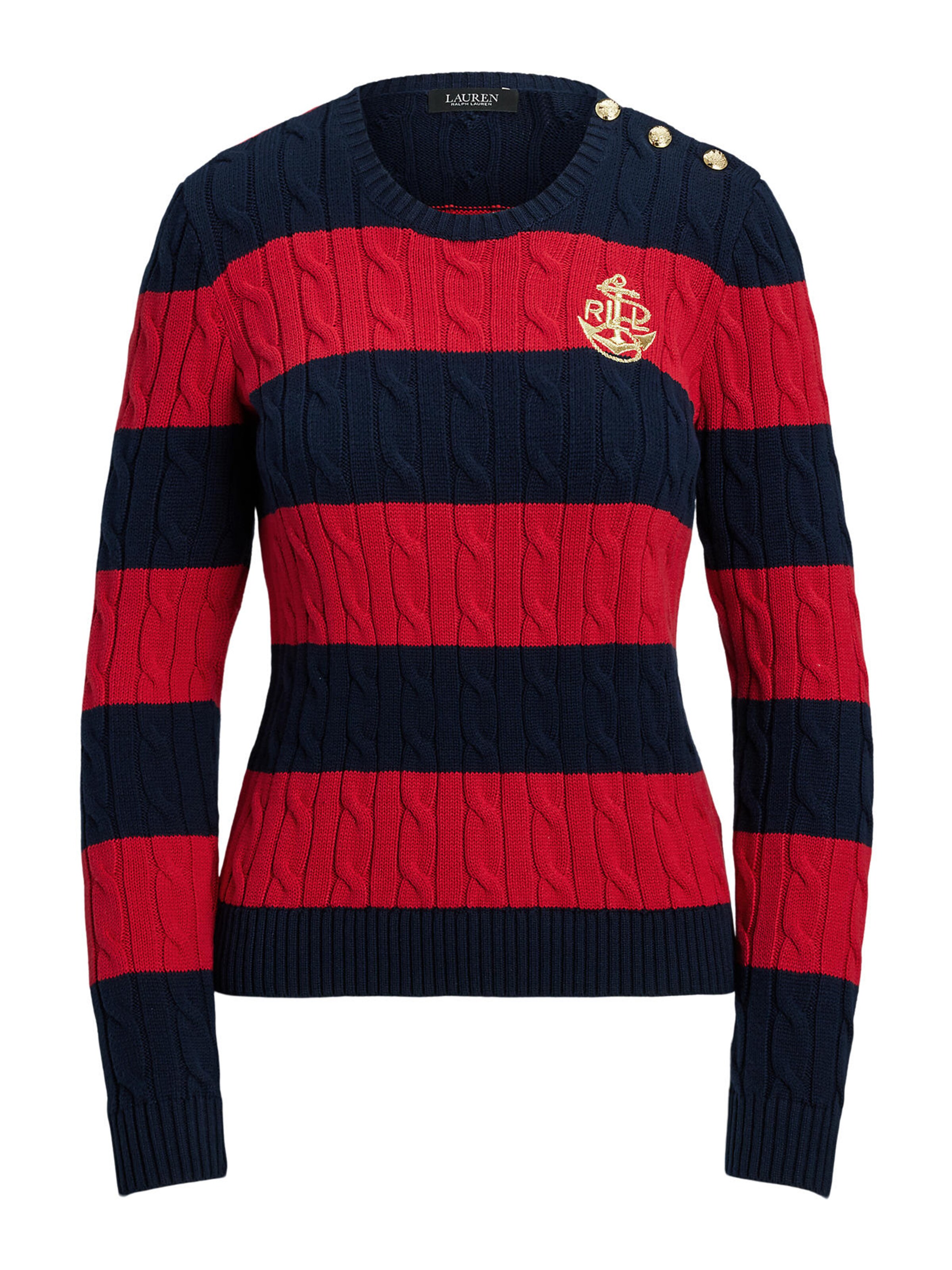 Lauren Ralph Lauren Pulover | marine / brusnica / bela barva, Prikaz izdelka