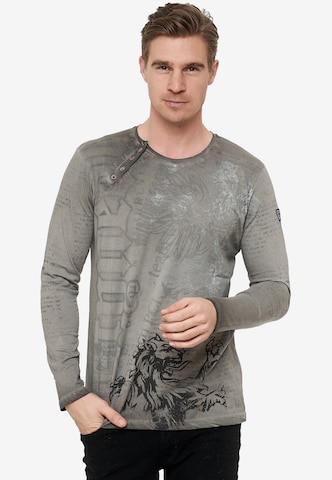 Rusty Neal Longsleeve mit coolem Front- Print in Grau: predná strana