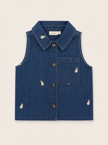 LouieLouie Vest 'Vilhelm Denim west ∼ Pear fall embroidery' i blå: forside