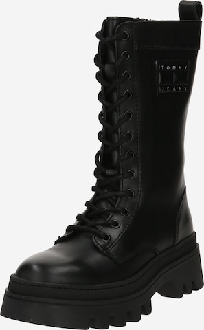 Tommy Jeans Lace-Up Boots in Black: front