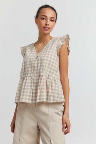 ICHI - Blusa 'GRY' em bege: frente