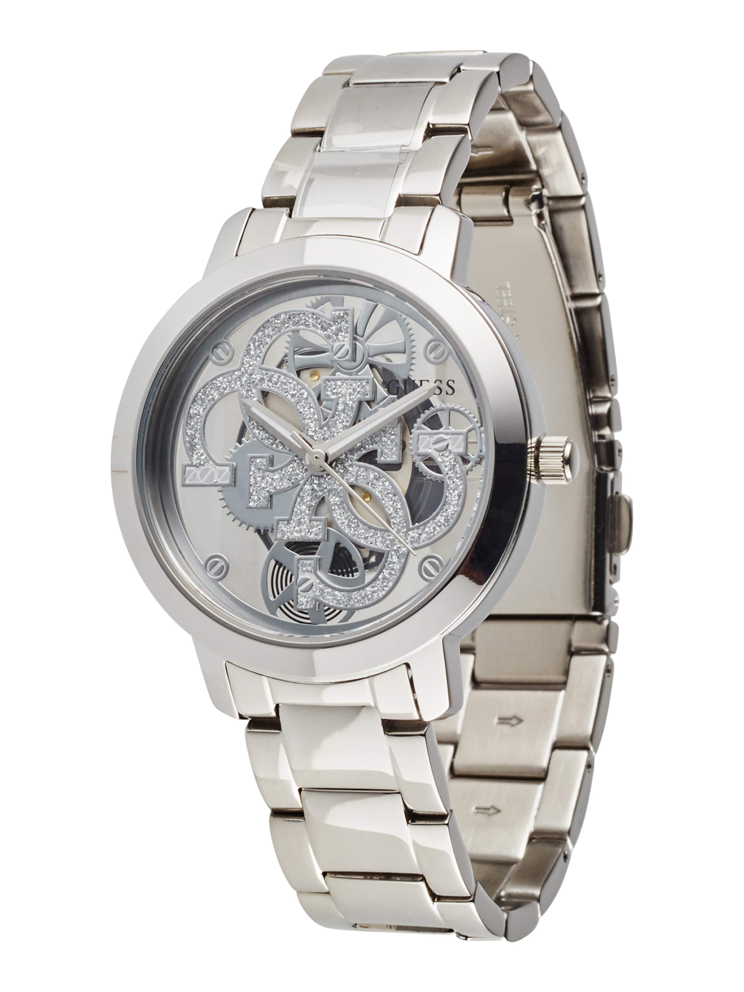 GUESS Uhr 'Quattro Clear' in Silber: Vorderseite