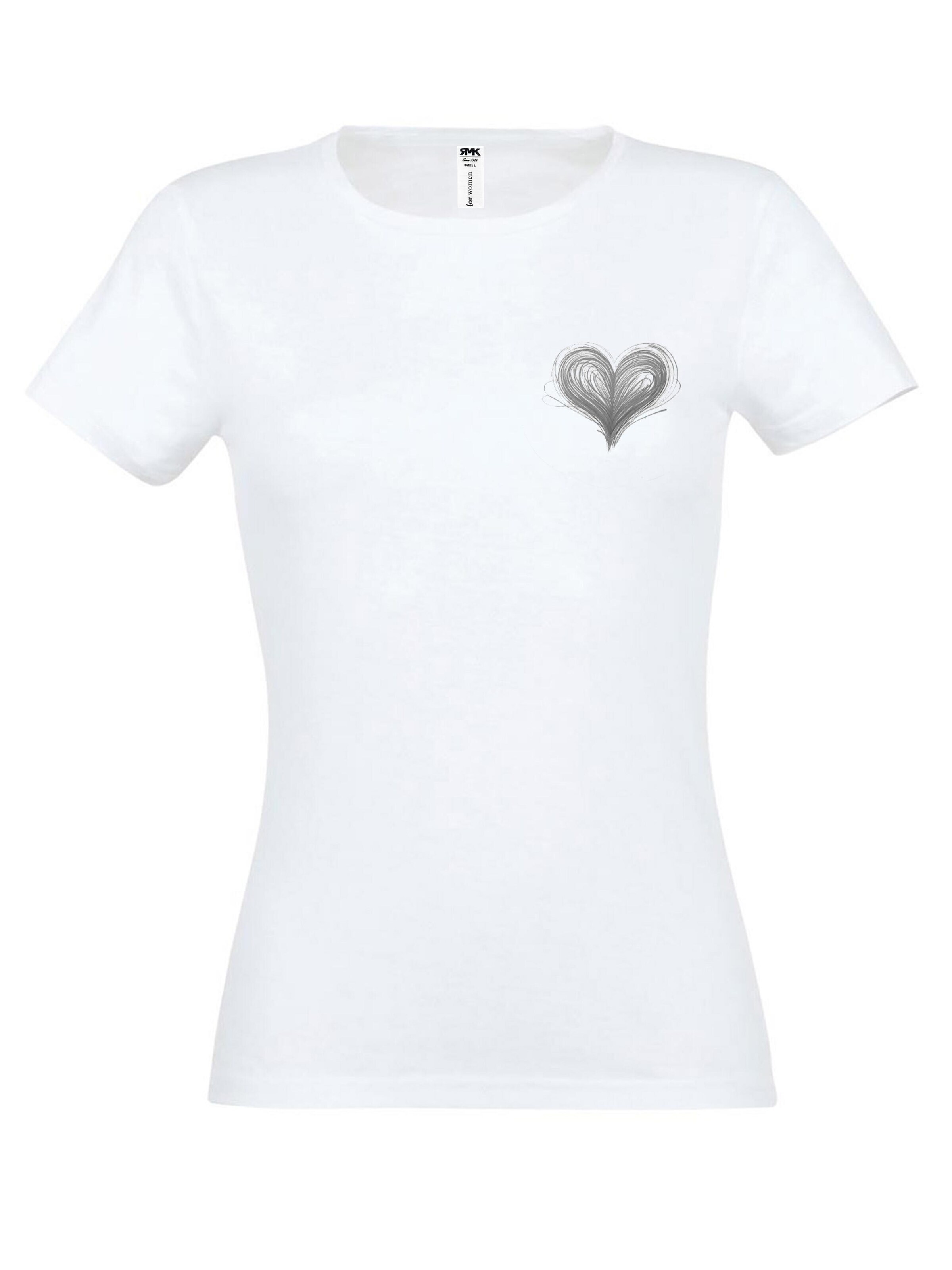 RMK Shirt 'Basic Rundhals Herz'‌‌‌ in Weiß: Vorderseite