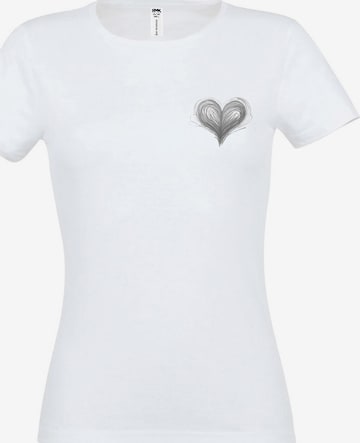 RMK Shirt 'Basic Rundhals Herz' in Weiß: Vorderseite