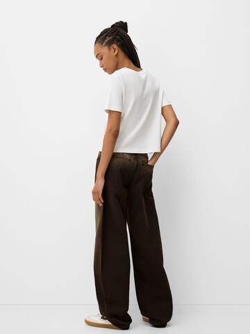 Wide Leg Jean Bershka en marron