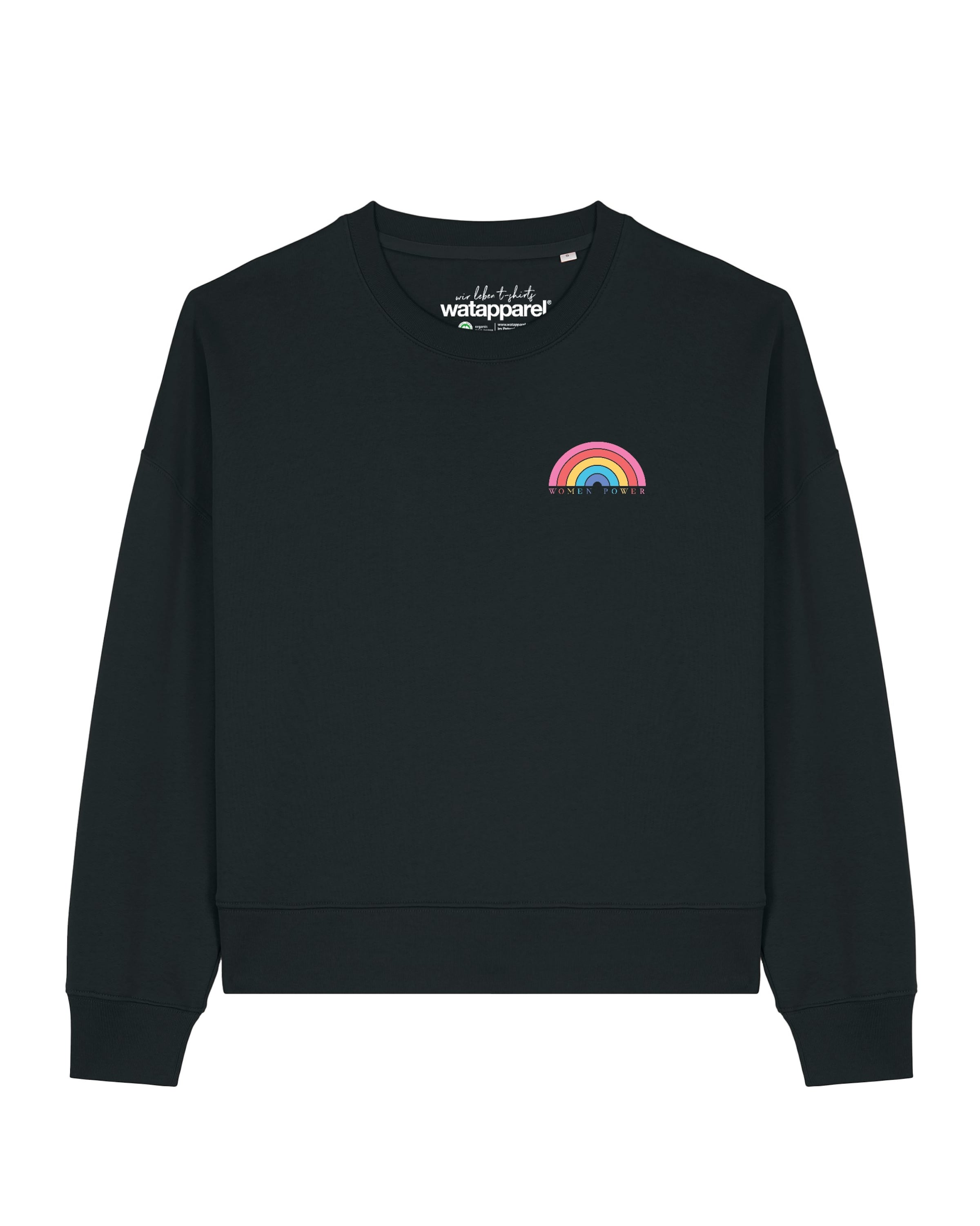 Watapparel Sweatshirt 'Women Power ' in Black: front