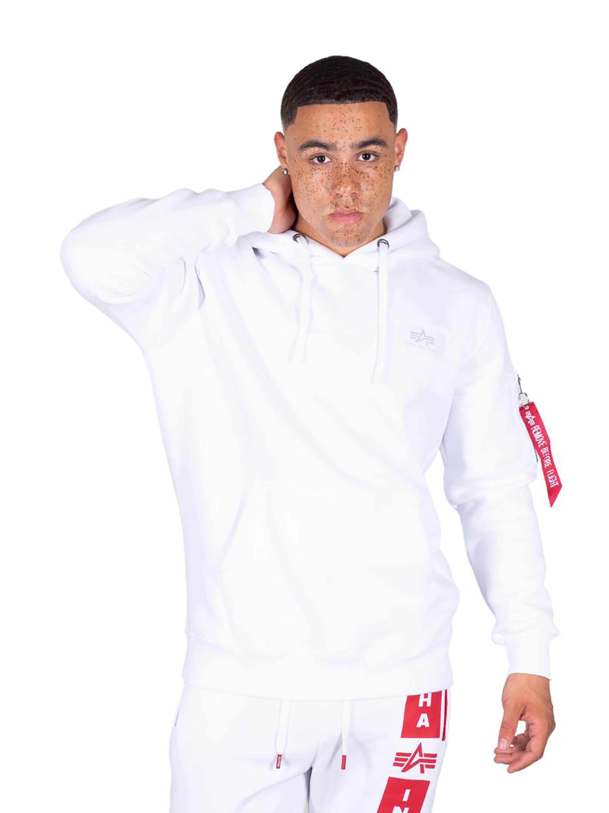 Bluză de molton 'Backprint' de la ALPHA INDUSTRIES pe alb