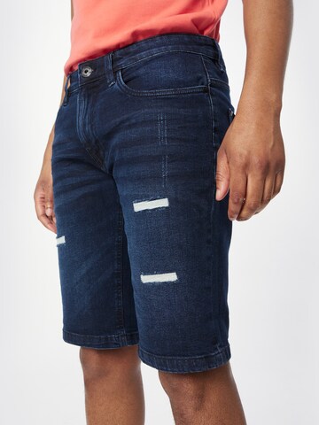 INDICODE JEANS Regular Shorts 'Kaden Holes' in Blau