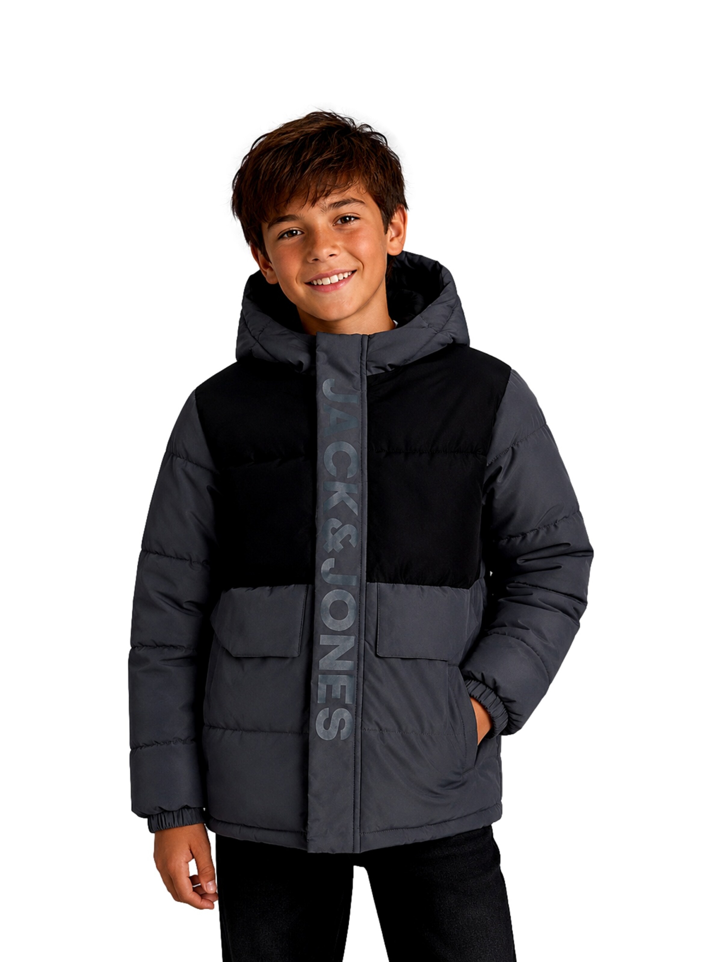 Jack & Jones Junior Jacke 'JCOSpeed' in Grau: Vorderseite