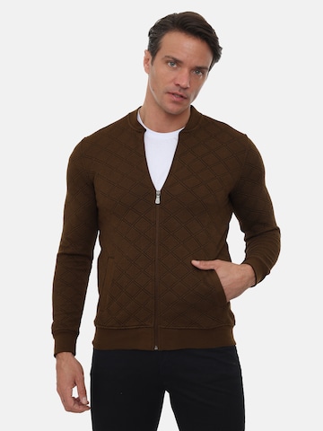 Sir Raymond Tailor Zip-Up Hoodie 'Brescia' in Brown: front