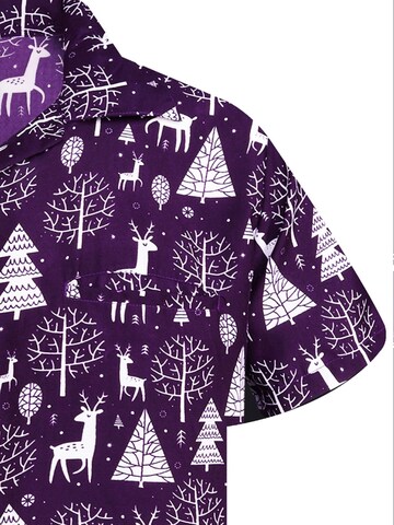 Regular fit Camicia 'Christmas Reindeer' di King Kameha in lilla
