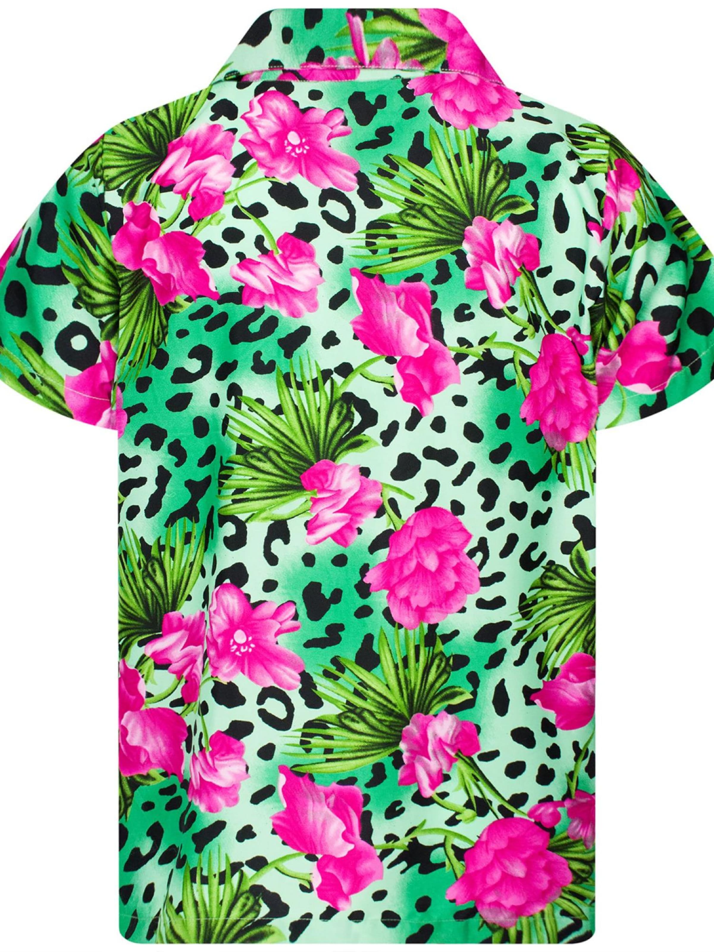 King Kameha Shirt 'Leopard Flowers' in Groen