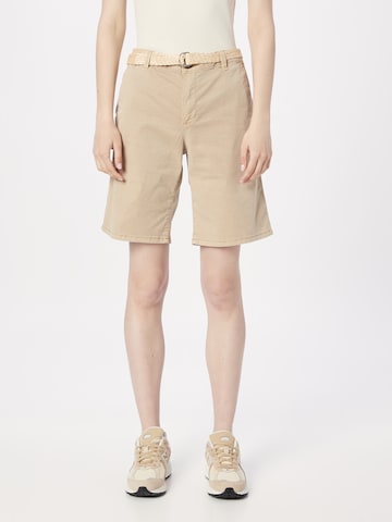 ESPRIT Loosefit Lærredsbukser i beige: forside