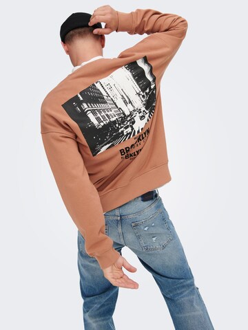 Only & Sons Sweatshirt 'Toby' in Brown