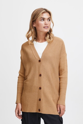 Fransa Knit Cardigan 'Visca' in Brown: front