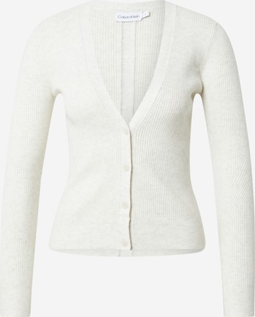 Calvin Klein Knit Cardigan in White: front