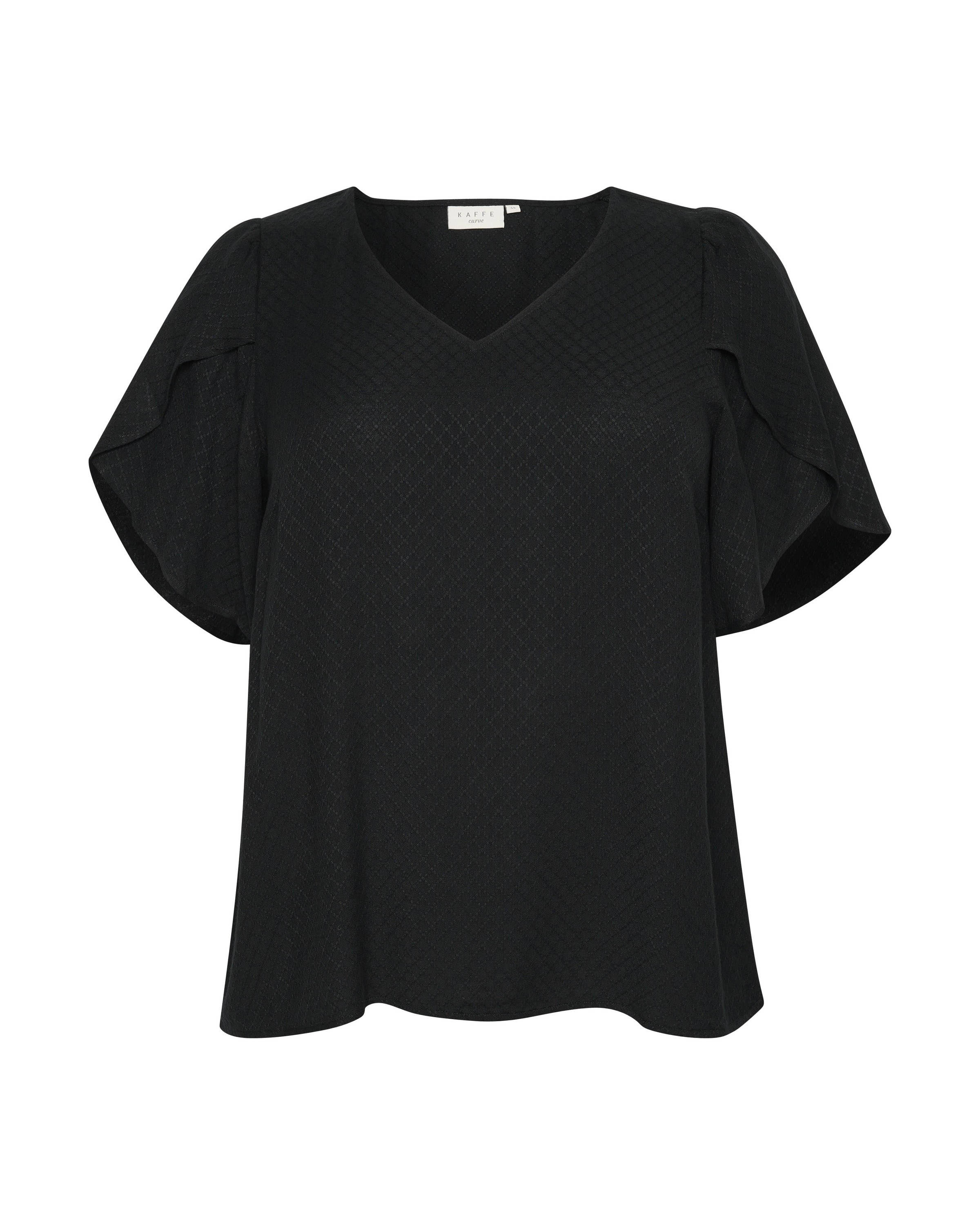 KAFFE CURVE Blus 'Mirana' i svart: framsida
