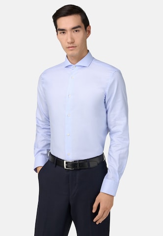 Coupe slim Chemise business 'Dobby Napoli' Boggi Milano en bleu : devant
