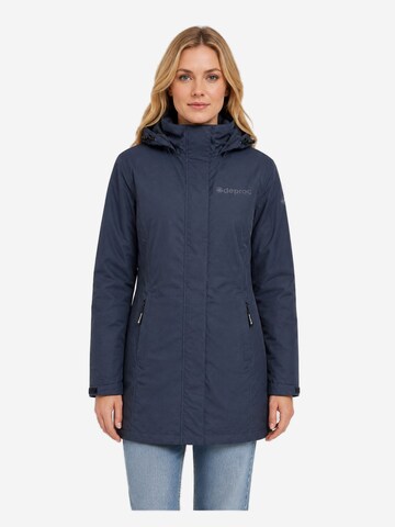 deproc Winterjas 'Outdoorparka LAVAL LONG Damen Outdoorjacke, Regenjacke' in Blauw: voorkant