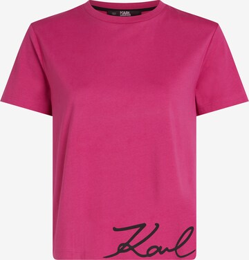 T-shirt 'Signature Hem' Karl Lagerfeld en rose : devant