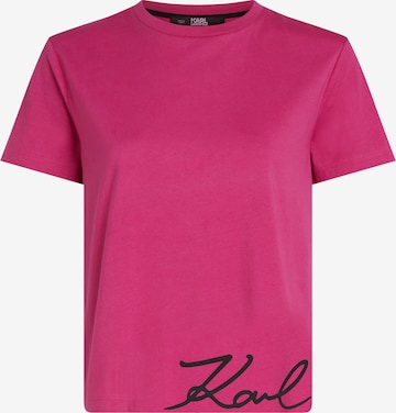 Karl Lagerfeld Футболка 'Signature Hem' в Ярко-розовый: спереди