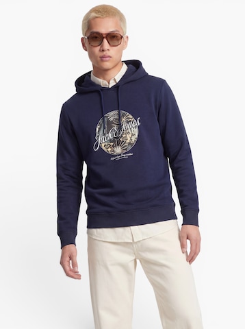 JACK & JONES Mikina 'JJHONOLULU' – modrá: přední strana